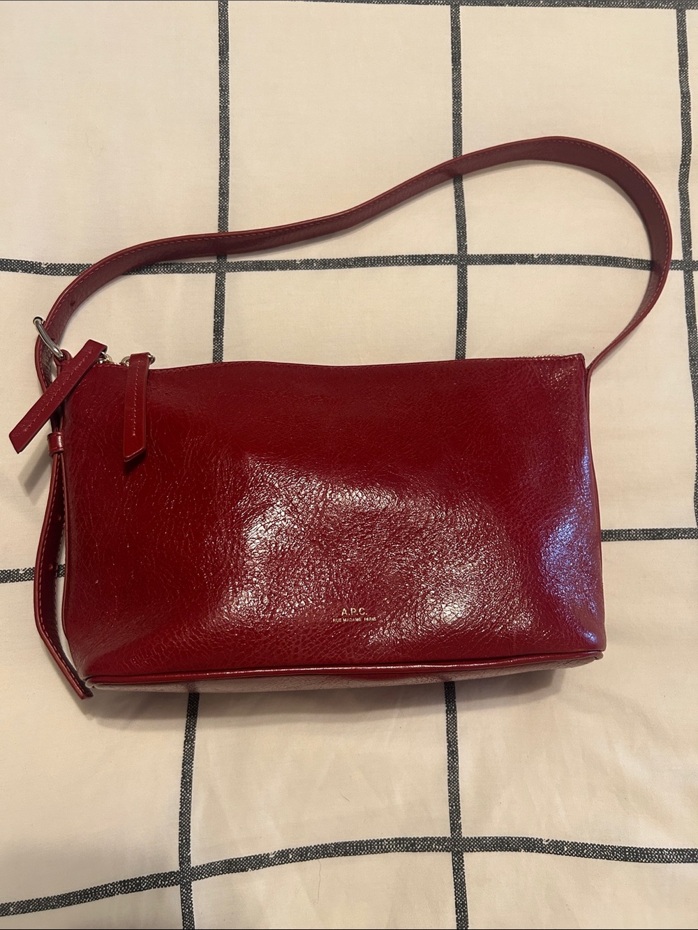 A.P.C. Deep Red Leather Shoulder Bag